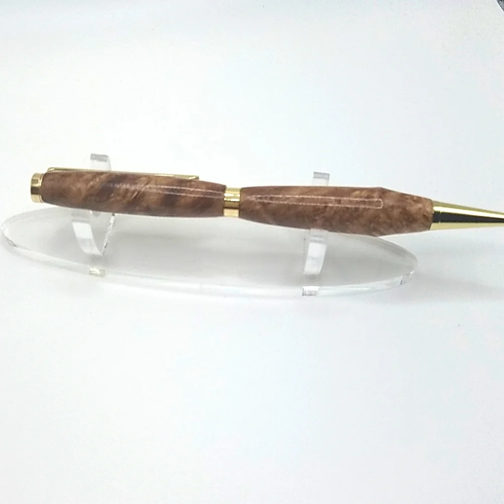 Exotic Zebrawood Twist Pen with Gold Accents Artisan Crafted